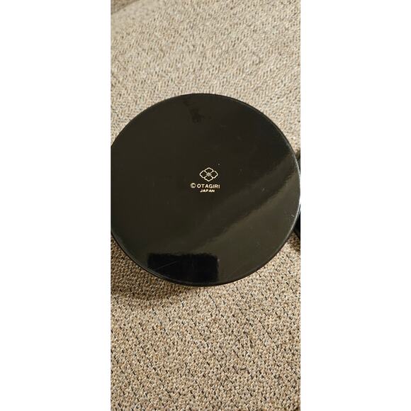 Vtg Otagiri Laquerware Coaster Set Black W/ White Cyclamen Flowers - Picture 3 of 5